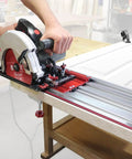 Milescraft 1409 track saw guide on aluminum track for 7-1/4 in. circular saws, red base