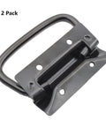 2 Pack Heavy Duty Black Metal Chest Handles for Wood and Metal Cases Surface Mount Ring Pull Handles for Cabinets Toolboxes