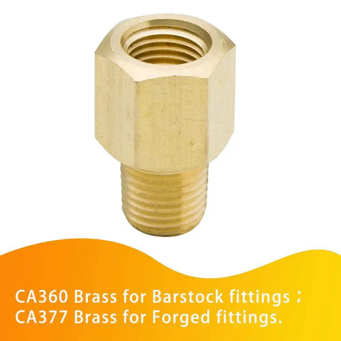 Brass Pipe Fitting Adapter 3/8 NPT Female To 1/4 NPT Male Reducing Fitting Heavy Duty High Pressure Up To 1200 Psi