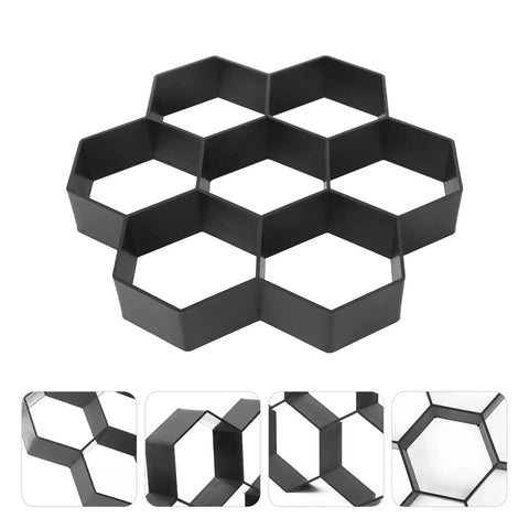 Hexagon Brick Molds Set For Concrete Pathways And Walkways DIY Cement Paving Molds black plastic reusable for gardens