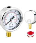Low Pressure Dry Dial Gauge With A Two And A Half Inch Dial, 304 Stainless Steel Case, Lower Mount, NPT Quarter Inch Connection