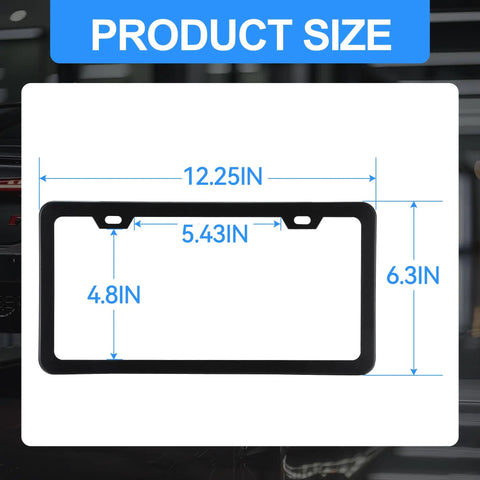 Matte Black License Plate Frame No Cover State Name Universal Car Plate Frame With Two Holes Premium Rust Proof Aluminum Easy To Install