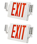 Two Pack Ultra Slim Double Sided LED Emergency Exit Sign With Back Up Battery 120 To 277V Universal US Standard Red Letter