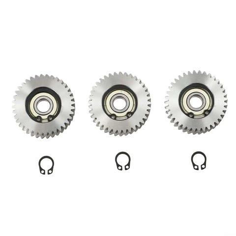 3pcs 36T Planetary Gear Set 38.5x11mm With 608 Bearings For Electric Bike And Folding Electric Bike Durable Nylon Steel Copper Construction For Smooth Transmission And Long Lasting Performance, showing three gears with bearings and clips.