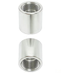 Two stainless steel 1/4 in NPT female x 1/4 in NPT female pipe couplings, high-pressure forged, Class 3000, pack of 2.