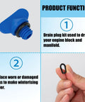 Engine Water Drain Plug Kit For Mercruiser 22806608A02 Replacement Sierra 18 4226 GLM 13992 Direct Fit No Fuss Install For Mercury Marine Boats Pack Of 5 With Durable Metal Construction, showing blue plug with O-ring and hand holding O-ring