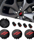 4Pcs Wheel Center Caps 63mm 2.5in With Valve Caps Black Red Pattern Replacement For Challenger Charger Durango on car wheel