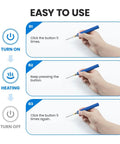 Steps to use Cordless Soldering Kit With USB Rechargeable Battery, hand holding wireless soldering gun pen showing operation