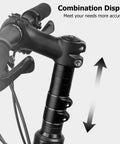 Adjustable Bike Stem Riser Extender 1-1/8 Inch, 28.6mm Clamp, Aluminum Alloy, handlebar adjustment arrows, boosts comfort.