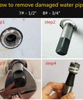 Steps to use Thirteen Size Left Hand Spiral Screw And Bolt Extractor Kit With Four Adapters And Storage Case for pulling broken pipes.