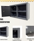 Lockable Heavy Duty Metal Wall Cabinet With Two Removable Shelves In Black And Gray Finish for Garage and Basement Storage detail view