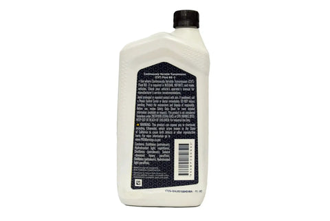 Back view of Genuine Nissan OEM CVT Transmission Fluid CVTF I-NS2 For CVT-2, 999MP-NS200P, 5 Quarts, shows label details and specifications.
