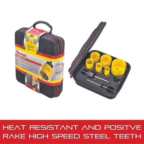 Deep Cut Hole Saw Electricians Kit With 6 Hole Saws And 3 Accessories For Wood Metal And Steel, 2 Inch Cutting Depth, Tough Carry Case Included