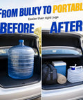Collapsible Water Container With Spigot And Hook For Camping And Hiking BPA Free Foldable Water Storage Jug comparison in car trunk