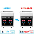 Pro Grade Ultrasonic Cleaner Slaps For Mopping Up Caked On Grime Across Coins Jewelry And Beauty Gear While A Warmed Two Liter Tank Joined By Smart Timer Tech Clears Nooks Like A Boss Every Run - comparison of simple 60W and upgraded 120W models