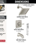 Geist 14 Series Square Bathtub And Shower Faucet Set In Brushed Nickel dimensions and components overview