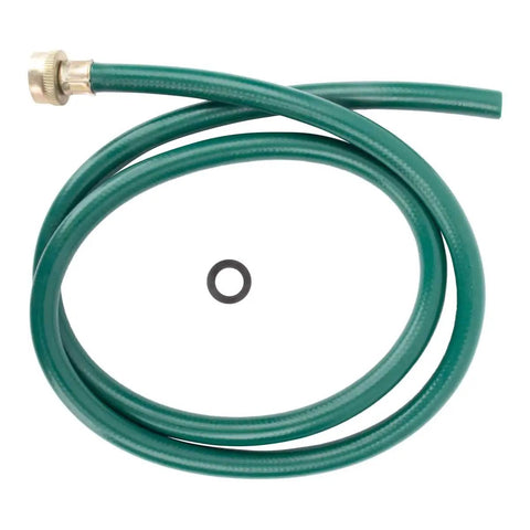 5 Foot Garden Dehumidifier Drain Hose With Green Rubber Finish coiled with 3/4 inch female end and washer visible