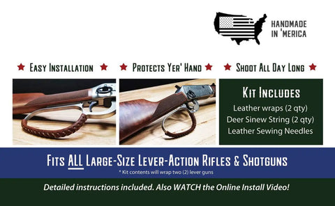 Handcrafted Large Loop Leather Lever Wrap Set for Handguns Light Brown Cowhide With Sinew Waxed Thread Kit Includes Two Wraps