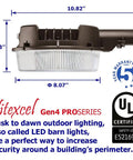 Dusk To Dawn LED Outdoor Lighting For Barn Security Yard And Parking Lot Flood Light That Slaps 43W 5000LM dimensions and features