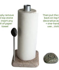 Granite Paper Towel Holder Free Standing Kitchen Roll Holder With Durable Granite Base showing setup for one-handed use