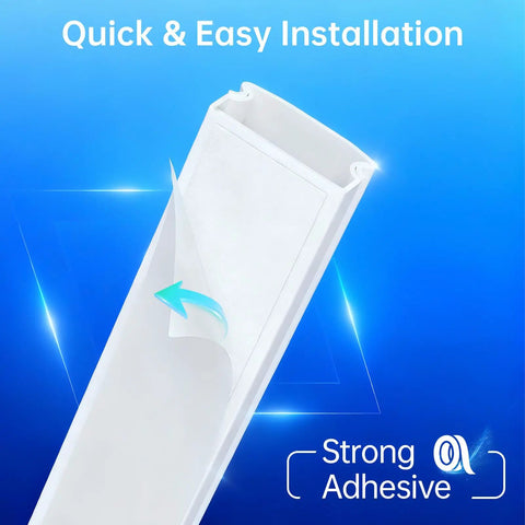 Large Wall Cord Hider For 3 To 4 Cables With Snap On Design showing adhesive back for easy installation
