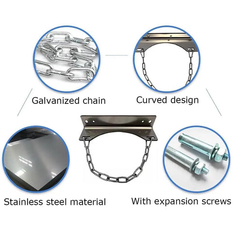 Wall Mount Steel Gas Cylinder Holder For Three Bottles Chain Supported Rack with galvanized chain and screws