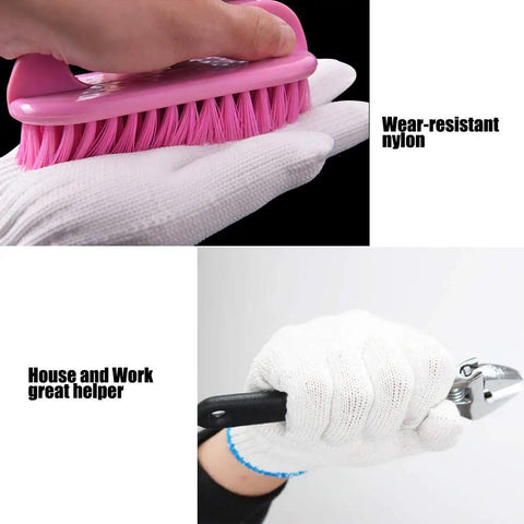 Grippy Hand Working Gloves With Safety Grip For Light To Medium Duty Tasks being used with brush and wrench in close-up view