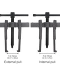 Two Jaw Gear Puller With Adjustable Arms For Internal And External Bearing Removal, Heavy Duty, High Carbon Steel, Front View