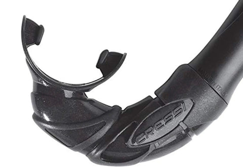 Close-up of the silicone mouthpiece of Mexico Semi Dry Snorkel for Adults With Anti Splash Valve showing flexible design and comfort