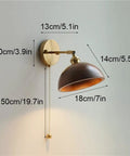 Walnut 1 Light Wall Sconce With Adjustable Swivel Arm And Hanging Chain Switch Modern Bedroom Bedside Lamp dimensions