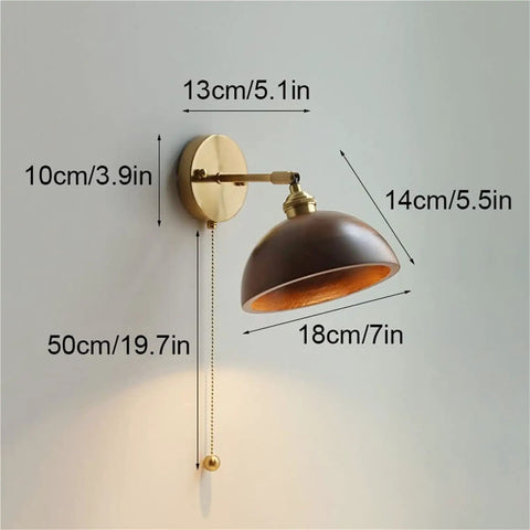 Walnut 1 Light Wall Sconce With Adjustable Swivel Arm And Hanging Chain Switch Modern Bedroom Bedside Lamp dimensions