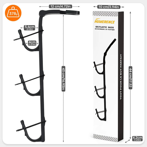 Rugged Truck Gun Rack For Seat Back With Triple Anti Slip Hooks And Adjustable Silicone Strips Heavy Duty Car Rifle Mount shown with dimensions