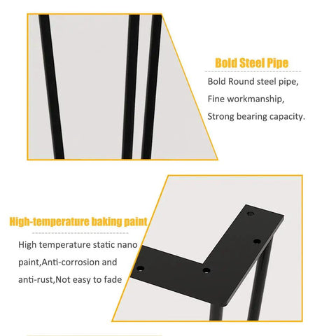 Heavy Duty Hairpin Table Legs Non Slip Pads Rock Solid Build close-up of bold steel pipe and high-temperature baking paint finish.