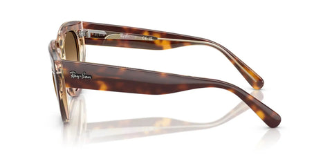 Side view of Doreen Low Bridge Fit Sunglasses, Light Havana Transparent Frame With Clear Gradient Brown Lenses, XL Wide Face Fit