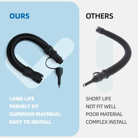 Comparison of 14 Inch Air Inflator Hose Replacement With Safety Tips For DCC020IB And N769086 showing ours and others
