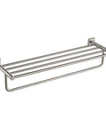 Ventus Bathroom Shelf With Towel Bar In Brushed Nickel Finish Built From Solid Brass Heavy Duty Build That Resists Rust