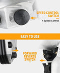 Close-up of 3/4 Inch Air Impact Wrench 13 Piece Kit controls, showing speed control and forward reverse switch for ease of use.
