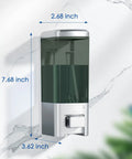 Robust Wall Mount Manual Soap Dispenser 17 Oz Large Capacity Refillable Pump For Kitchen And Bathroom Commercial Grade Rust Resistant Plastic Build with measurements.