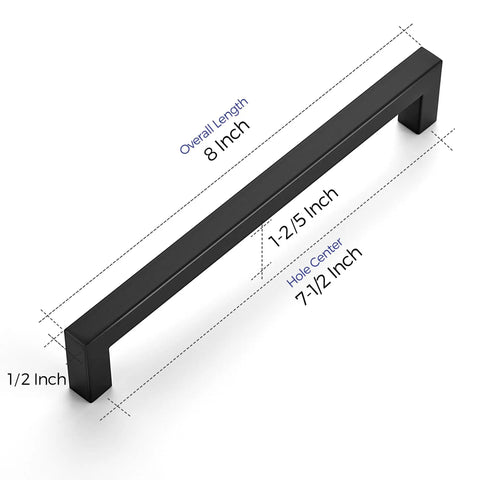 25 Pack Square Cabinet Handles Matte Black Pulls For Cabinets And Drawers Seven And One Half Inch Center To Center Spacing