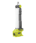 18V LED Work Light With 270 Degree Rotating Head, 950 Lumen Brightness, Integrated Mounting Hooks, pullout hook, yellow and gray