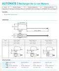 Diagram showing 12V Li Ion Battery Charger For Rollease Acmeda Automate Motors In Motorized Roller Shades With A Thirteen Point One Foot Lead