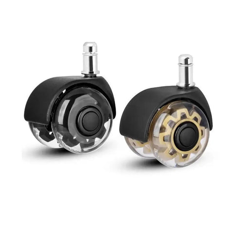 5 Pieces 2 Inch Office Chair Casters Swivel Rubber Soft Safety Rollers PU Transparent Wheels For Desk Chairs, side view