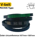 Two Pack Raw Edge Cogged V Belt XPZ 3VX Drive Serrated Conveyor Belts Rubber Transport Straps 1060 To 1587 Mm For Automotive Industrial Equipment And Heavy Duty Use, 1077mm