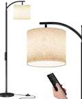 Arc Floor Lamp With Remote And Stepless Dimming Dope Modern Metal Standing Lamp With Hanging Lampshade in Black Finish
