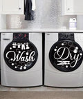 Heavy Duty Laundry Room Wall Stickers Featuring Wash And Dry Vinyl Decals For Your Home With Straight Up Minimalist Diy Decor Vibes In Crisp White Wall Accent Look on washing machine fronts.