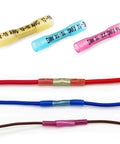550 Piece Waterproof Heat Shrink Wire Connectors Kit For Automotive Electrical Projects Includes Butt Fork Ring And Spade Crimp Terminals In 22 To 10 AWG Easy Color Coded Tubes For Quick No Fuss Crimping And Reliable Seals shown with color-coded connectors and wires.