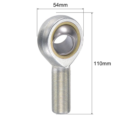 22mm Bore Spherical Rod End Bearing With M22x1.5 Right Hand Male Thread, Heavy Duty Built To Last Self Lubricated Joint For Hydraulic Cylinders, Forging Machines, And Industrial Equipment, 15 Degree Angular Misalignment, Steel Body, 54mm x 110mm