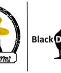 Logos of Freedom Farms with a duck wearing a hat and Black Duck Brand with a black duck silhouette.