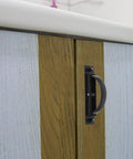 Stealthy Recessed Zinc Alloy Door Handle 85mm Rotation Pull on wood cabinet door, low-key profile