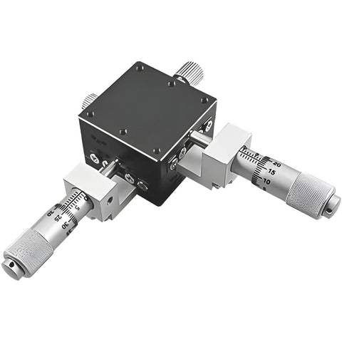 Manual XY Positioning Table With 0.01mm Precision, Micro Adjustment Stage, Compact 58.5mm Square Zinc Alloy Build, 2 Kg Load